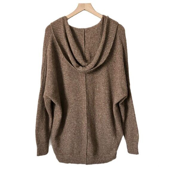 Anagram Baby Alpaca Merino Wool Button Up Hooded Cardigan Tan Size Large - Picture 2 of 6